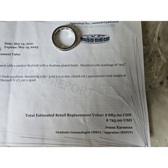 Sterling Silver Infinity Band With 24 Black Sapphires - Picture 3 of 12